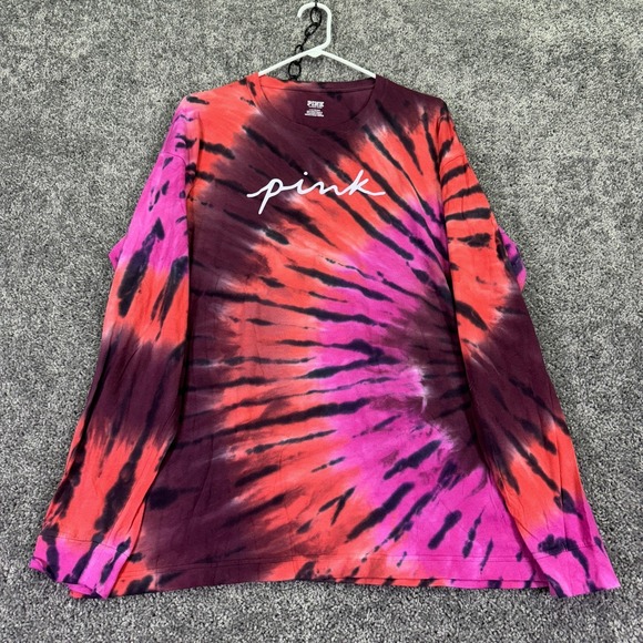PINK Victoria's Secret Tops - PINK Victoria's Secret Shirt Womens Large Tie Dye Long Sleeve Logo Casual